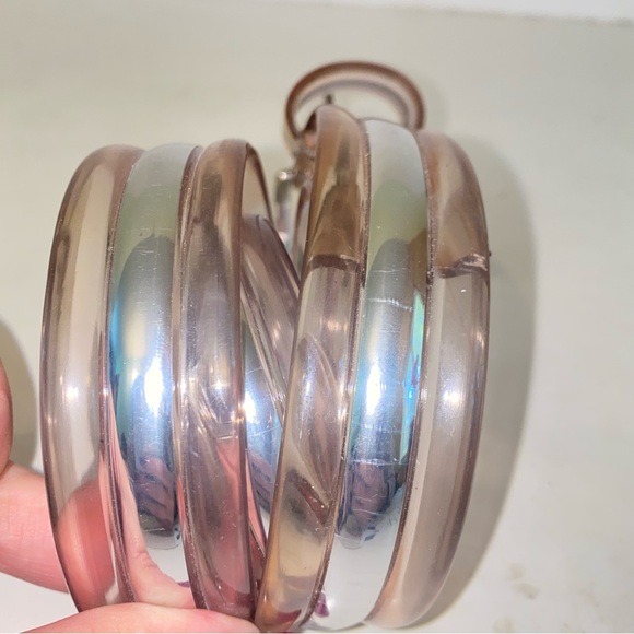 Vintage Omega Clear with Silver Stripe Jelly PVC Belt - Picture 4 of 9